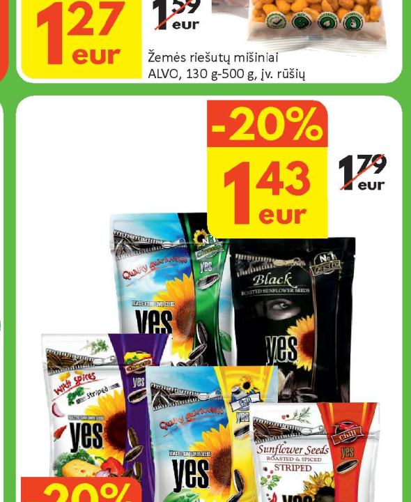 Skrudintos saulėgrąžos YES, 150 g