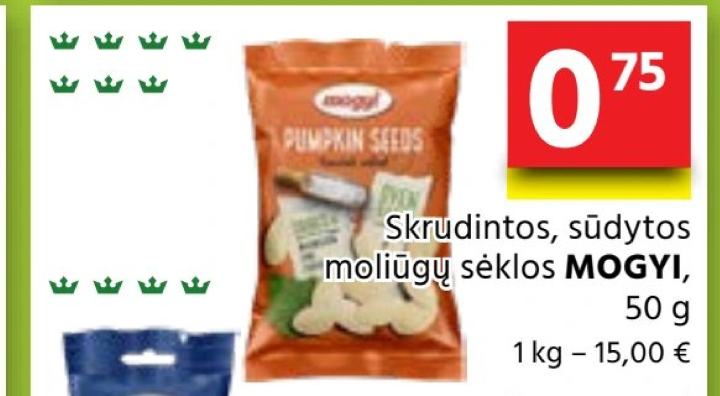 Skrudintos, sūdytos moliūgų sėklos MOGYI, 50 g