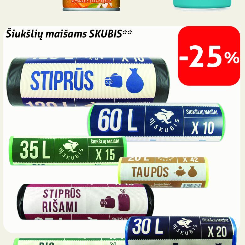 SKUBIS šiukšlių maišai