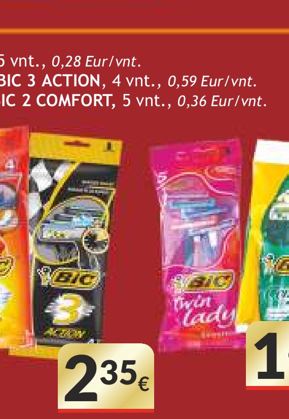 Skustuvai BIC 3 SENSITIVE, BIC 3 ACTION, 4 vnt