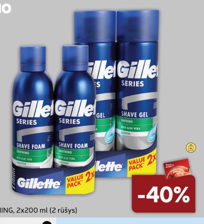 Skutimosi gelis ar putos GILLETTE SERIES SOOTHING, 2 x 200 ml