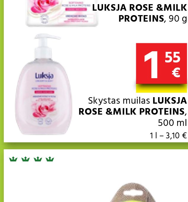Skystas muilas LUKSJA ROSE & MILK PROTEINS, 500 ml