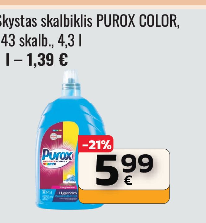Skystas skalbiklis PUROX COLOR, 143 skalb.