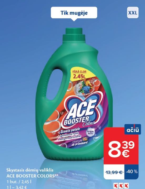 Skystasis dėmių valiklis ACE BOOSTER COLORS, 2.45 l
