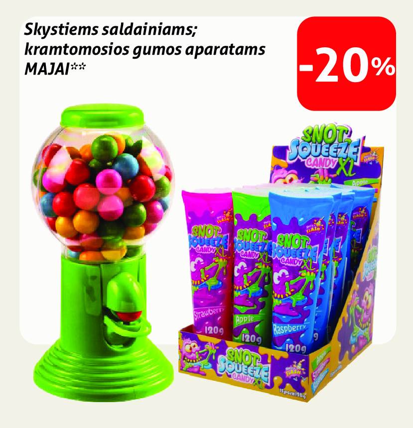 Skystiems saldainiams; kramtomosios gumos aparatams MAJAI