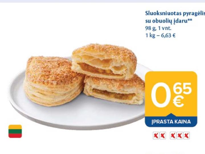 Sluoksniuotas pyragėlis su obuolių įdaru, 98 g
