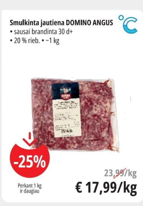 Smulkinta jautiena DOMINO ANGUS, ~1 kg