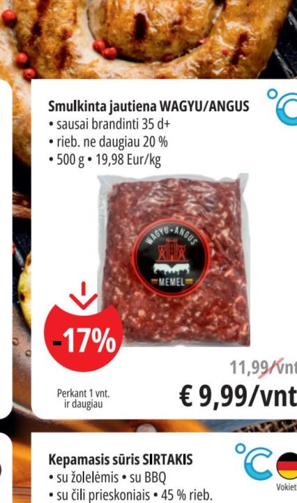Smulkinta jautiena WAGYU/ANGUS, 500 g