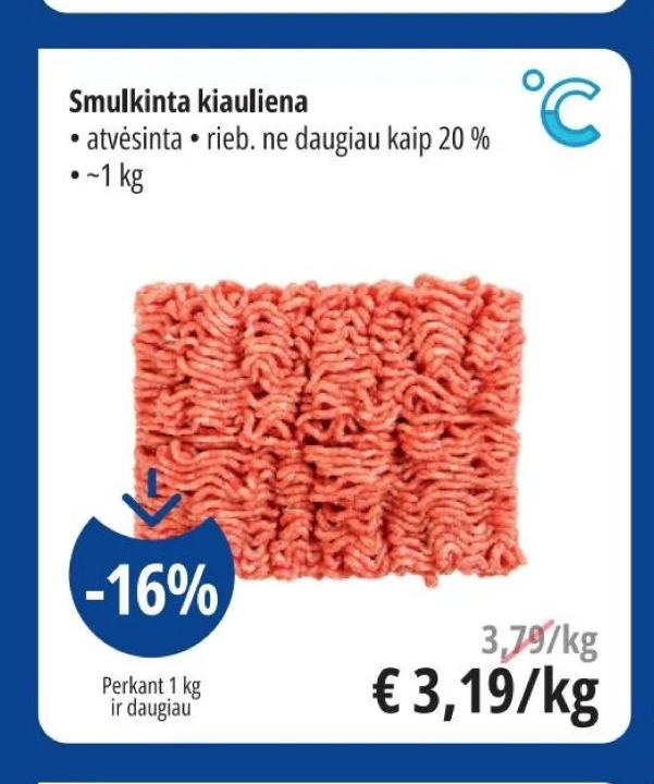Smulkinta kiauliena, 1 kg