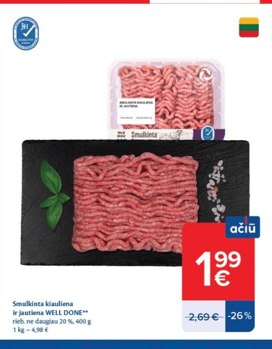 Smulkinta kiauliena ir jautiena WELL DONE, 400 g