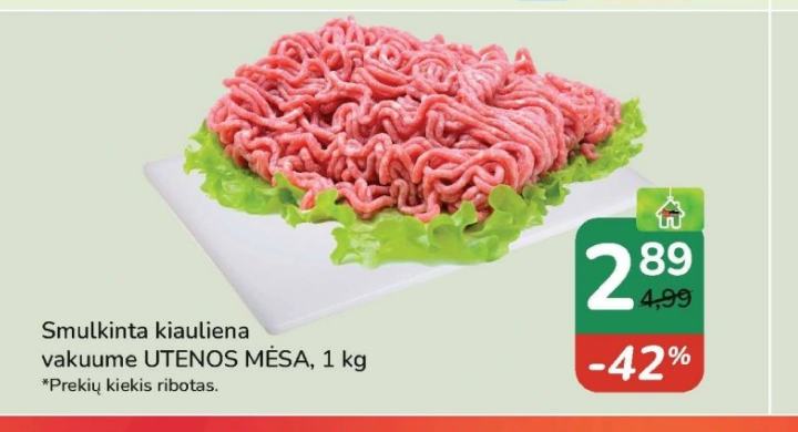 Smulkinta kiauliena vakuume UTENOS MĖSA, 1 kg