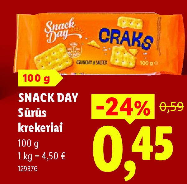 SNACK DAY Sūrūs krekeriai, 100 g