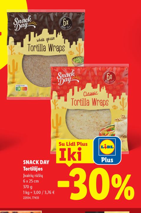 SNACK DAY Tortilijos, 6 x 25 cm