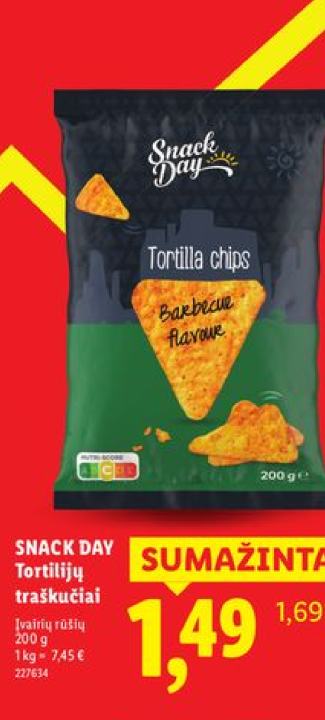 SNACK DAY Tortilijų traškučiai, 200 g
