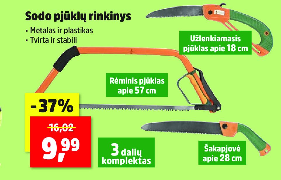 Sodo pjūklų rinkinys, 18 cm
