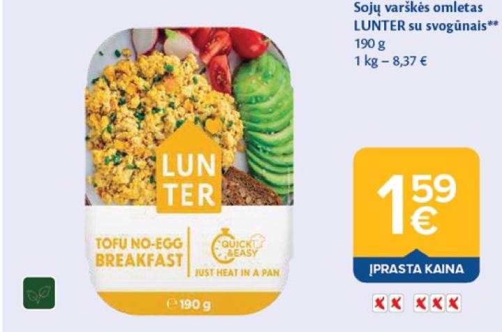 Sojų varškės omletas LUNTER su svogūnais, 190 g