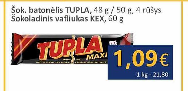 Šok. batonėlis TUPLA, 48 g