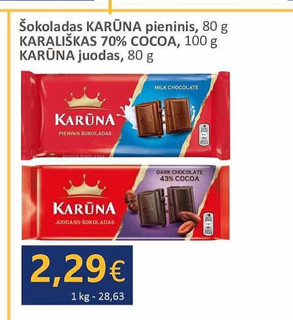 Šokoladas KARŪNA KARALIŠKAS 70% COCOA, 100 g