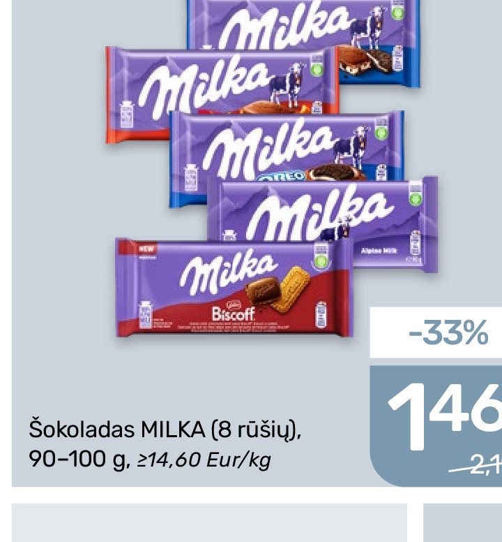 Šokoladas MILKA (8 rūšių), 100 g