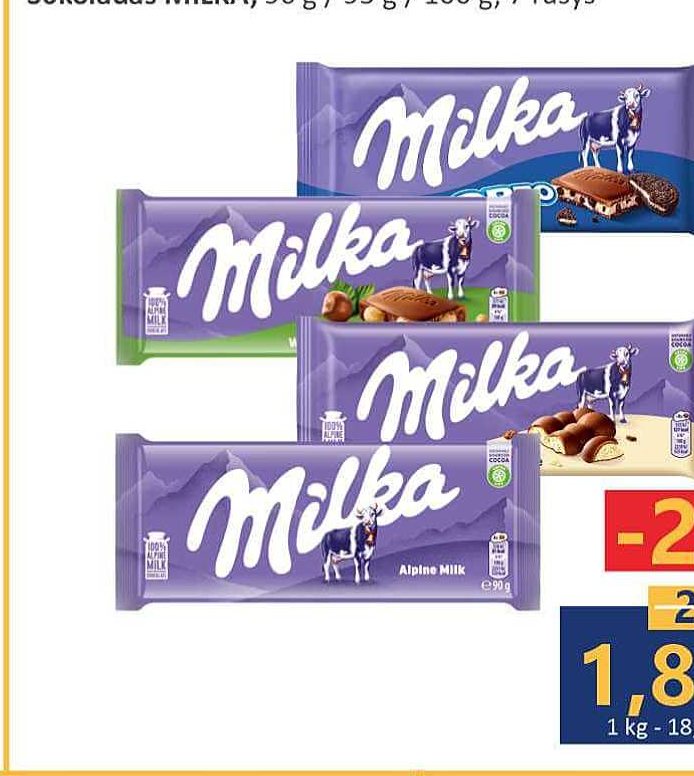 Šokoladas MILKA, 90 g