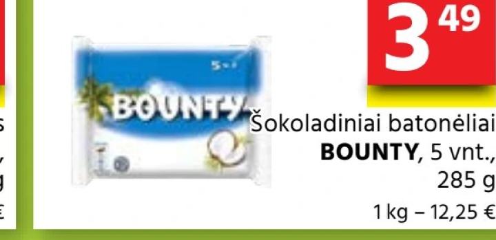 Šokoladiniai batonėliai BOUNTY, 5 vnt
