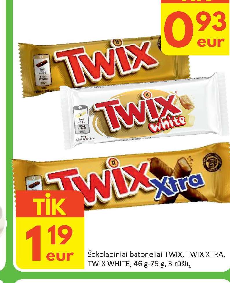 Šokoladiniai batonėliai TWIX, 46 g-75 g