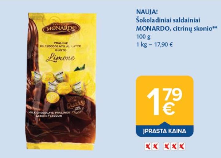 Šokoladiniai saldainiai MONARDO, 100 g