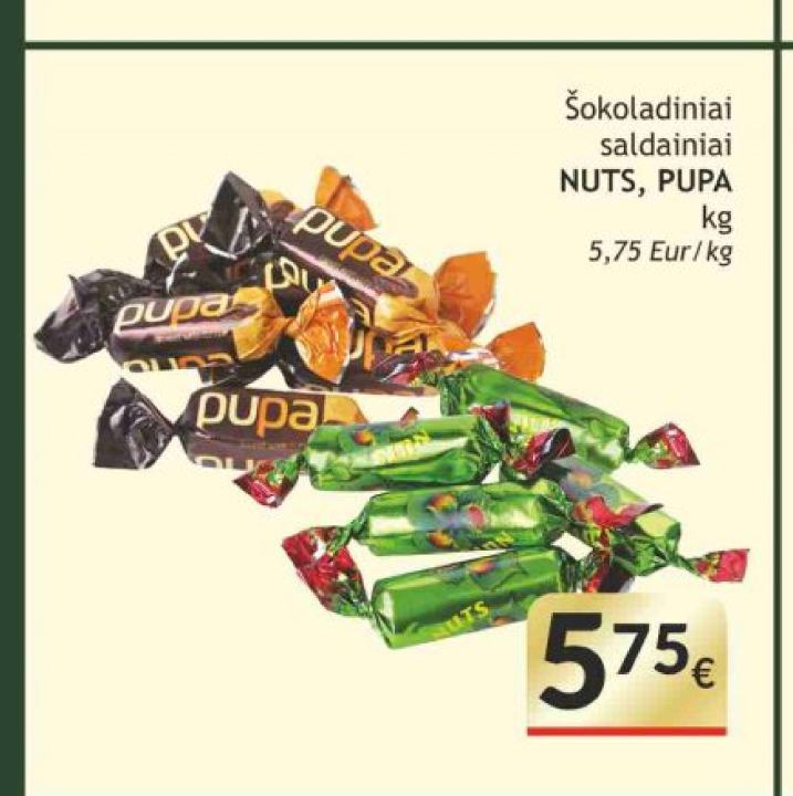 Šokoladiniai saldainiai NUTS, PUPA