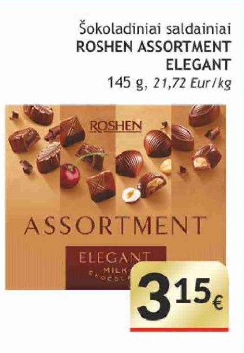 Šokoladiniai saldainiai ROSHEN ASSORTMENT ELEGANT, 145 g