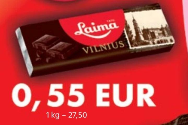 Šokoladinis batonėlis LAIMA VILNIUS, 20 g