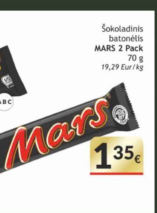 Šokoladinis batonėlis MARS 2 Pack, 70 g