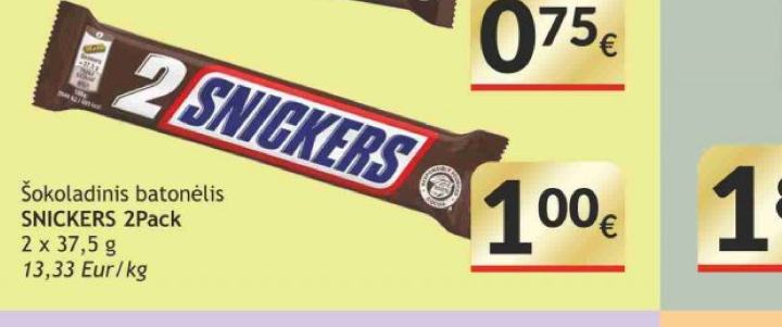 Šokoladinis batonėlis SNICKERS 2Pack, 2 x 37.5 g
