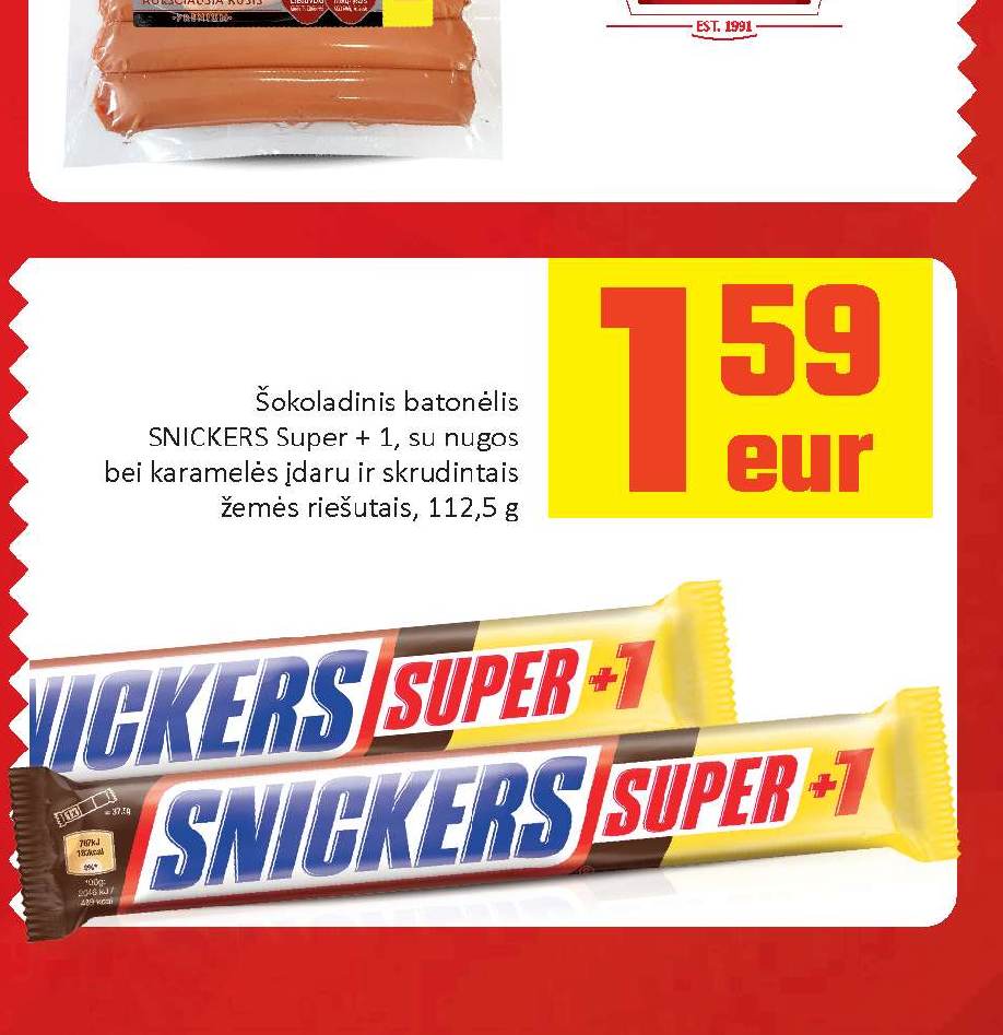 Šokoladinis batonėlis SNICKERS Super + 1, 112.5 g