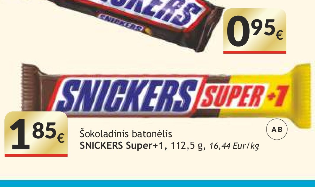 Šokoladinis batonėlis SNICKERS Super+1, 112.5 g