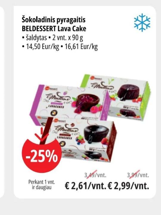 Šokoladinis pyragaitis BELDESSERT Lava Cake, 2 vnt