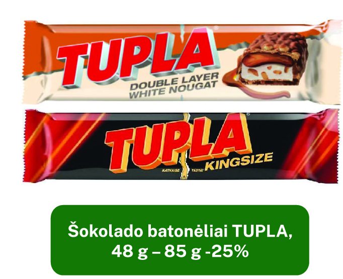 Šokolado batonėliai TUPLA, 48 g - 85 g