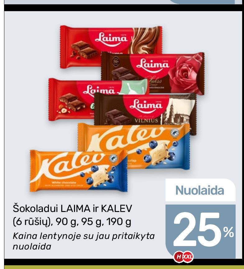 Šokoladui LAIMA ir KALEV, 90 g