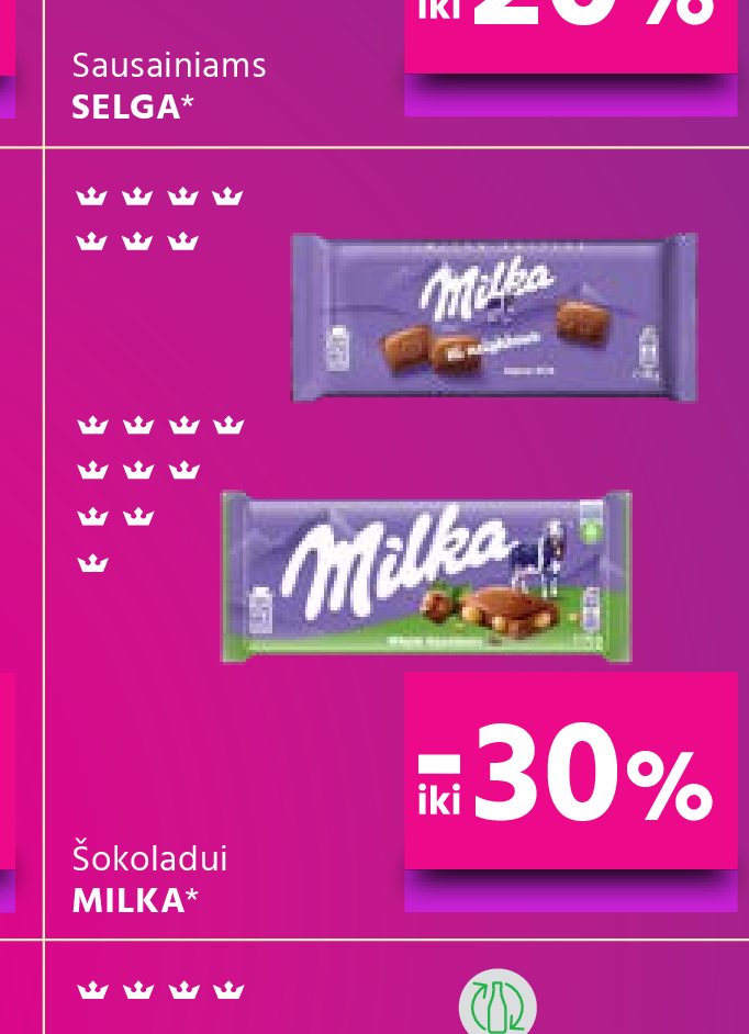 Šokoladui MILKA*