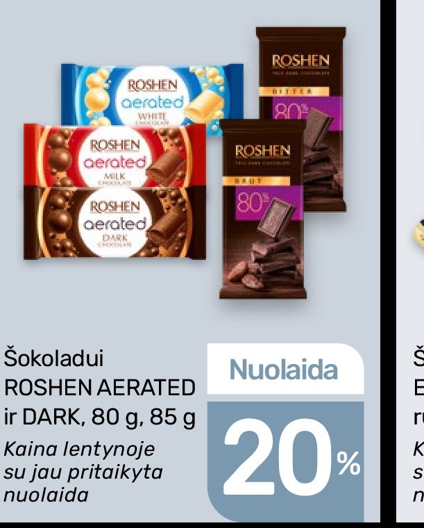 Šokoladui ROSHEN AERATED ir DARK, 80 g