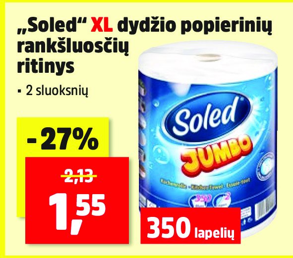 „Soled“ XL dydžio popierinių rankšluosčių ritinys