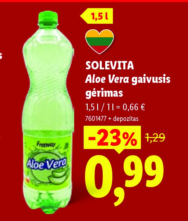 SOLEVITA Aloe Vera gaivusis gėrimas, 1.5 l