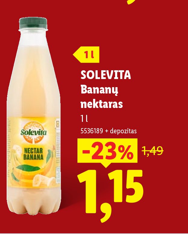 SOLEVITA Bananų nektaras, 1 l