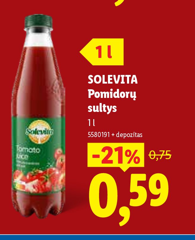 SOLEVITA Pomidorų sultys, 1 l