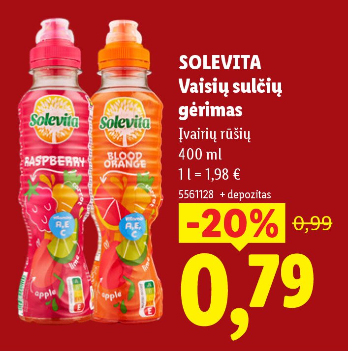 SOLEVITA Vaisių sulčių gėrimas, 400 ml