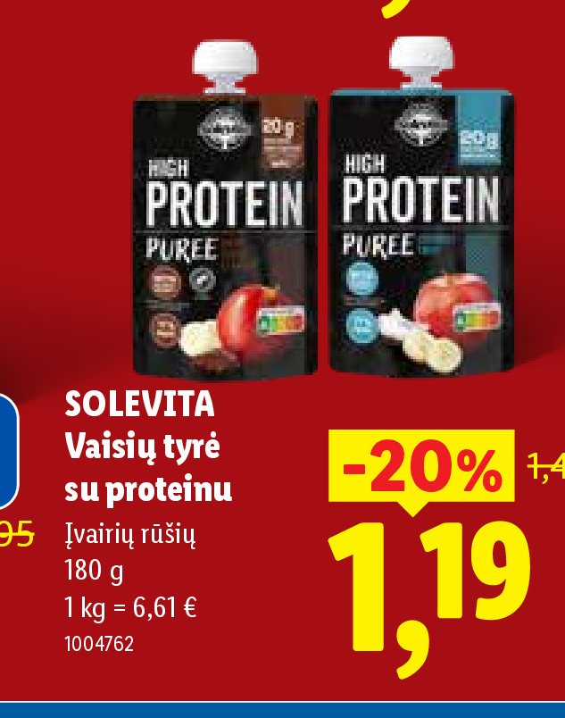 SOLEVITA Vaisių tyrė su proteinu, 180 g