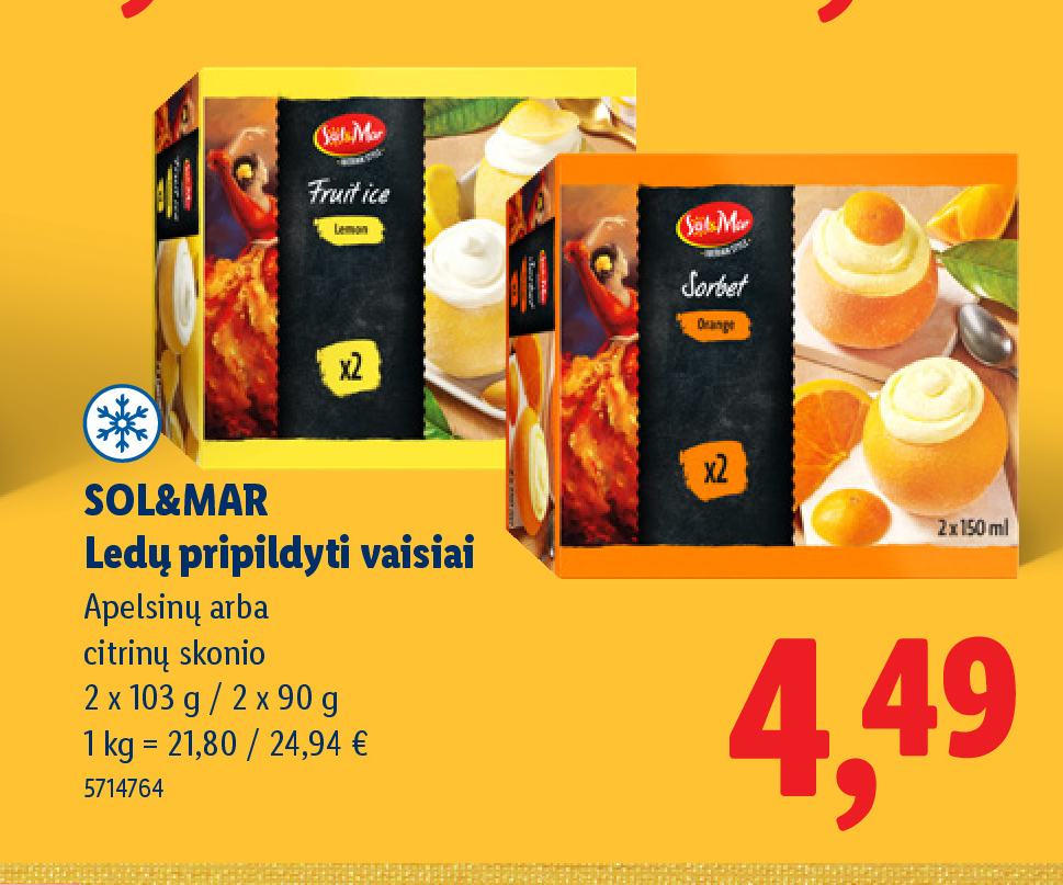 SOL&MAR Ledų pripildyti vaisiai, 2 x 103 g
