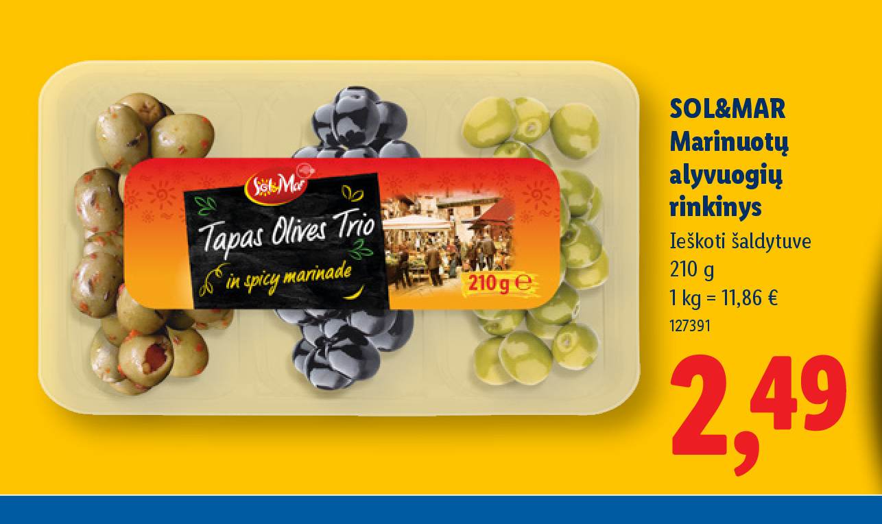 SOL&MAR Marinuotų alyvuogių rinkinys, 210 g