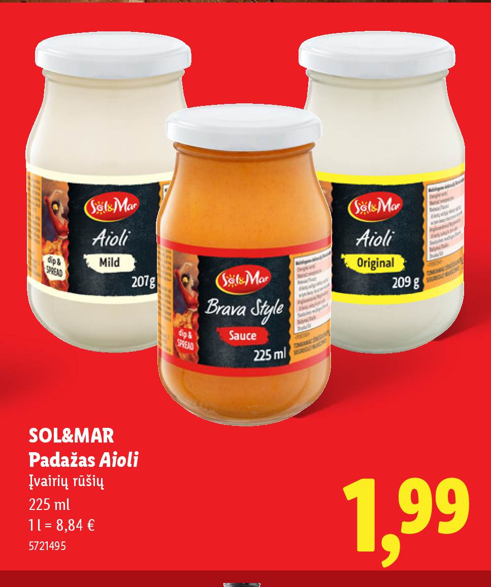 SOL&MAR Padažas Aioli, 225 ml