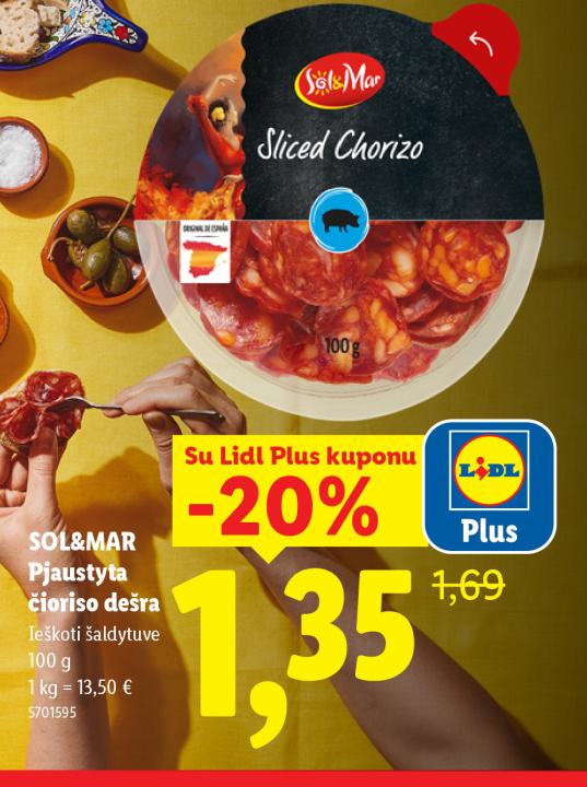 SOL&MAR Pjaustyta čioriso dešra, 100 g