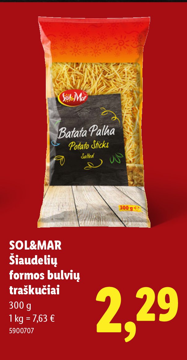 SOL&MAR Šiaudelių formos bulvių traškučiai, 300 g